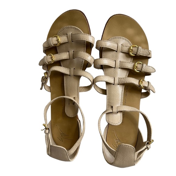 Giuseppe Zanotti Sandal Caged Gladiator Strappy Flat Open Toe Tan Leather 40 - Picture 12 of 13